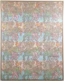 Watfa Midani, Twelve Variations of a Bird on a Horse, undated, acrylic on canvas