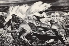 Robert von Neumann, Beaching the Dory, 1944, lithograph, pencil