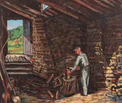 Harry Shokler, Woodshed, 1950, serigraph
