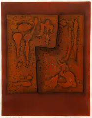 Tajima Hiroyuki, Sandstone, 1982, color, woodcut on paper, pencil