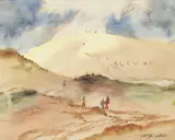 Beach Landscape by Nat H. Youngblood, watercolor, offered Aug 2022