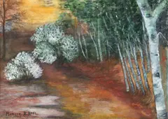 Untitled Landscape by Marcia B. Apel, watercolor and gouache, offered Aug 2022
