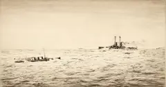 USS Vermont by Johnstone Baird, drypoint etching, offered Aug 2022