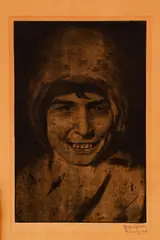 Richard Bloos, Smiling Woman, 1919, etching on card
