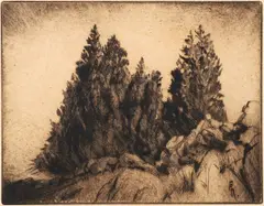 Peter Marcus, Landscape, drypoint etching