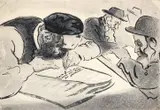 Joseph Margulies, Jewish Scribe and Men Studying, AAA, etching
