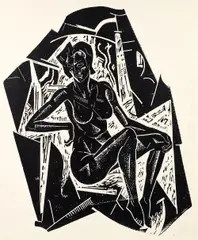 Herman Bieling, Seated Woman, woodcut