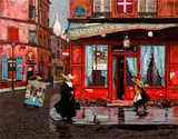 Bruce Bomberger, Nun at Corner of Rue Montmartre, undated, color, lithograph on paper