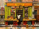 Bruce Bomberger, Market, Rue Varonne, undated, color, lithograph on rice paper
