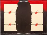 Enric Cormenzana, Untitled Abstract (Red and Black), c. late 1970s - early 1980s, lithograph printed in colors, pencil