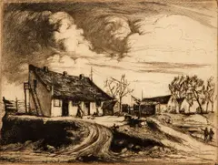 Stephen Csoka, Landscape, etching, pencil