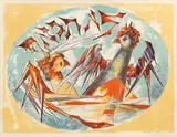 Chaim Gross, Thou Shall Not Commit Adultery, lithograph printed in colors