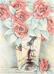 Susan Hall, Desert Roses, 1980, lithograph