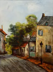 Pierre Jacobs, French Village Street, oil on canvas