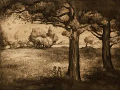 Alexander Kruse, Sky Gazers, circa 1963, etching and aquatint