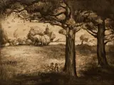 Alexander Kruse, Sky Gazers, circa 1963, etching and aquatint