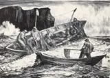 Robert von Neumann, Fishing off the Maine Coast, 1959, lithograph, pencil