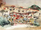 Howard A. Silverman, South of France View, 1941, watercolor and gouache