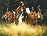 Howard Terpning, The Warning, 1985, photomechanical lithography, 28.2 x 21.75 inches, pencil