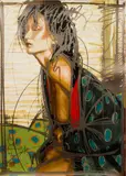 Nico Vrielink, Female Figure with Robe, lithograph printed in colors, pencil