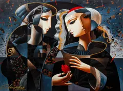 Oleg Zhivetin, Friendship, 1998, embellished giclee on paper, 30 x 38 inches, signed and numbered in gold, ink 94/395
