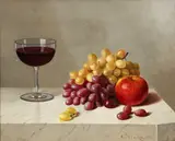 Austin C. Wooster, Still Life of Grapes, Apple, and Wine Glass, 1902, oil on canvas