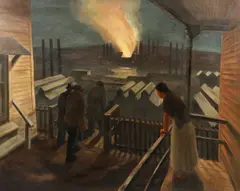 Richard Crist, Workers Descending to The Mills on The Mon, 1937, oil on canvas
