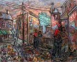 Robert Qualters, (American/Western PA, born 1934), Hill District Memory (Homage to Samuel Rosenberg)