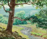Christian J. Walter, Mountain Stream, oil on masonite panel