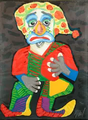 Pagliacci by Karl Appel, 1984, lithograph, offered Jun 2022