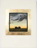 John Beerman, Untitled Desert Landscape, 1990, etching and aquatint with gold leaf border