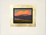 John Beerman, Untitled Sunset Landscape, 1989, etching and aquatint with gold leaf border