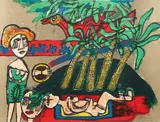 Guillaume Corneille, (Belgian, 1922-2010), Scene Mexicaine, 1972, color, lithograph on paper