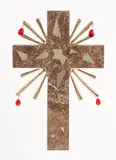 The Jeweled Cross / Crucifixion, 1980, light brown variegated by Salvador Dalí, marble, gold, offered Jun 2022