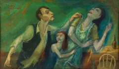 The Drunk by Frank Dininno, 1949, oil on masonite panel, offered Jun 2022