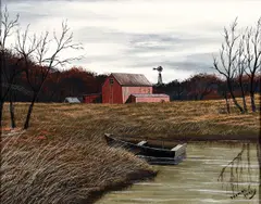 Thomas Kerry, Barn Scene, undated, oil on board