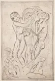 Wilhelm Lehmbruck, Auferstehung II, 1913, (Petermann #72) (Resurrection), drypoint etching from an
