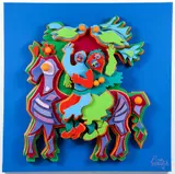 Watfa Midani, The Dancers, enamel paint, canvas, and wood, collage