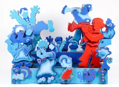 The Music Barge Party, painted wood and by Watfa Midani, mixed media sculpture, offered Jun 2022