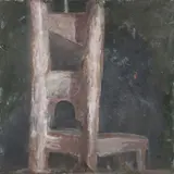 Cliffton Peacock, Guillotine, 1987, oil on masonite
