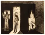 Mimmo Paladino, Untitled (Figures in Interiors), 1985, etching and aquatint