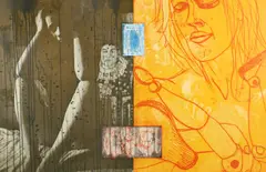 Untitled from Canfield Hatfield Suite by David Salle, 1989, etching, aquatint, and photo engraving, offered Jun 2022