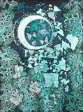 Douglas Wilson, Nocturnal Landscape with Trees and Butterflies, circa 1960, mixed media and foil on masonite panel