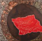Douglas Wilson, Woman with Red Blanket, mixed media on canvas
