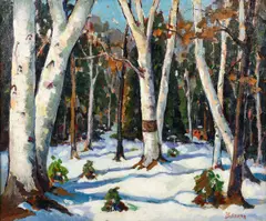 Henry J. Billings, Winter Birches, oil on canvas