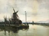Charles P. Gruppé, Untitled Marine Scene (Windmills on the Water), undated