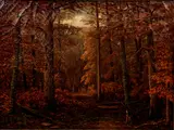 George T. Hetzel, Autumn Forest Interior, c.1900, oil on canvas, relined, initialed G.T.H. or G. T. Hetzel and possibly
