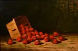 Albert Francis King, Still Life of Small Basket of Strawberries, 1890's