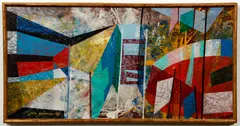 Untitled Abstract by John E. Anderson, 1958, oil on masonite board, offered Apr 2022