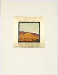 John Beerman, Untitled Desert Landscape, 1989, etching and aquatint with gold leaf border
